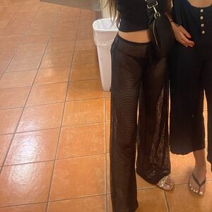 Black Mesh Pants and Crop Top